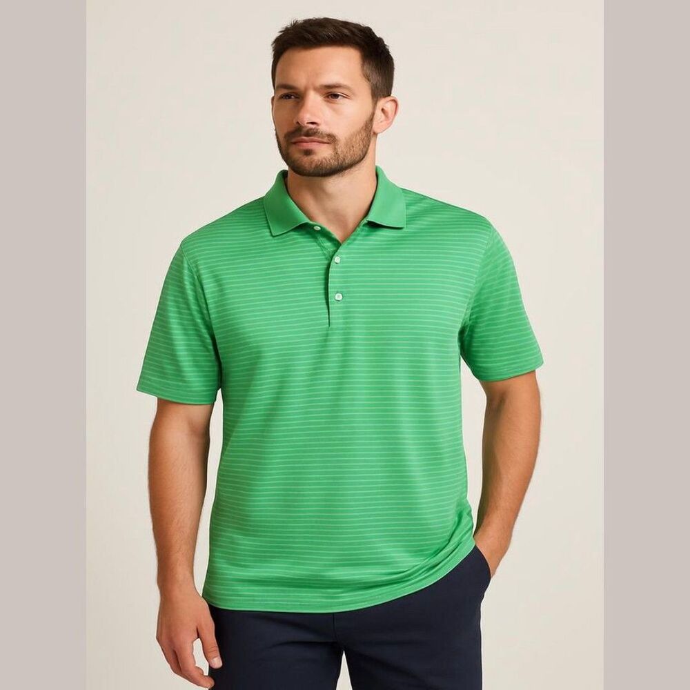 Callaway Golf L Green Striped Polo - X Series